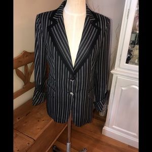 Lora Piana Silk Pinstripe Blazer Black/White/grey